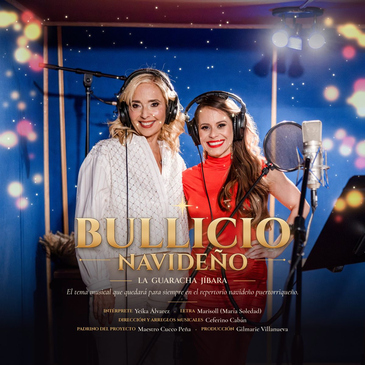 Portada de Bullicio Navideño: Marisoll y Yeika Álvarez con audífonos en el estudio